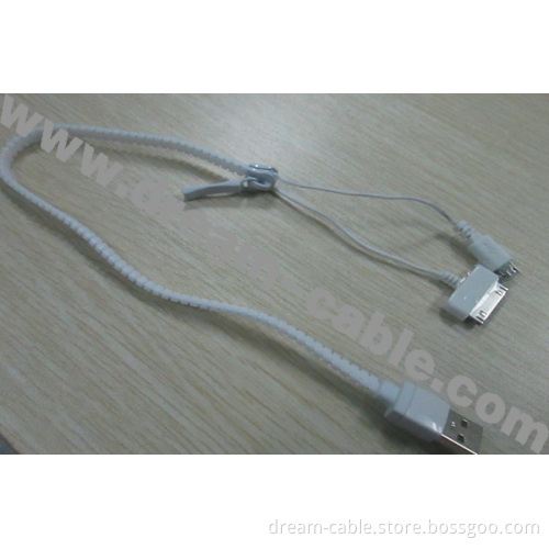 New Zipper 2 in 1 USB Cable for Apple and Samsung